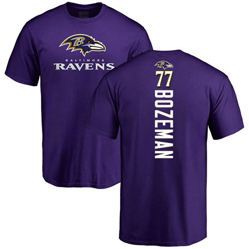 Men Baltimore Ravens Purple Bradley Bozeman Backer NFL Football #77 T Shirt